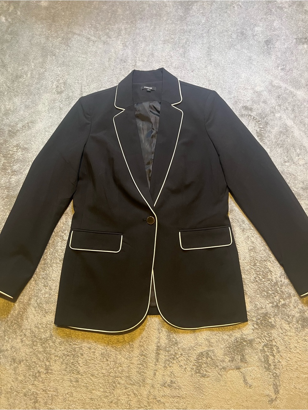 Premise Black Blazer with White Piping